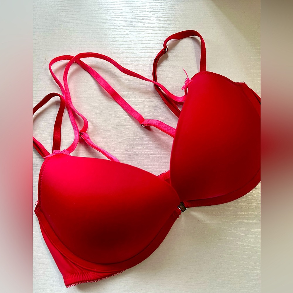 NWOT Victoria’s Secret push up bra neon hot red Sz 34C